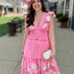 Enchanting Embroidered Midi Dress - Pink