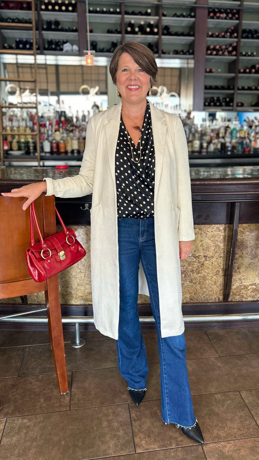Mallory Faux Suede Duster - Ivory