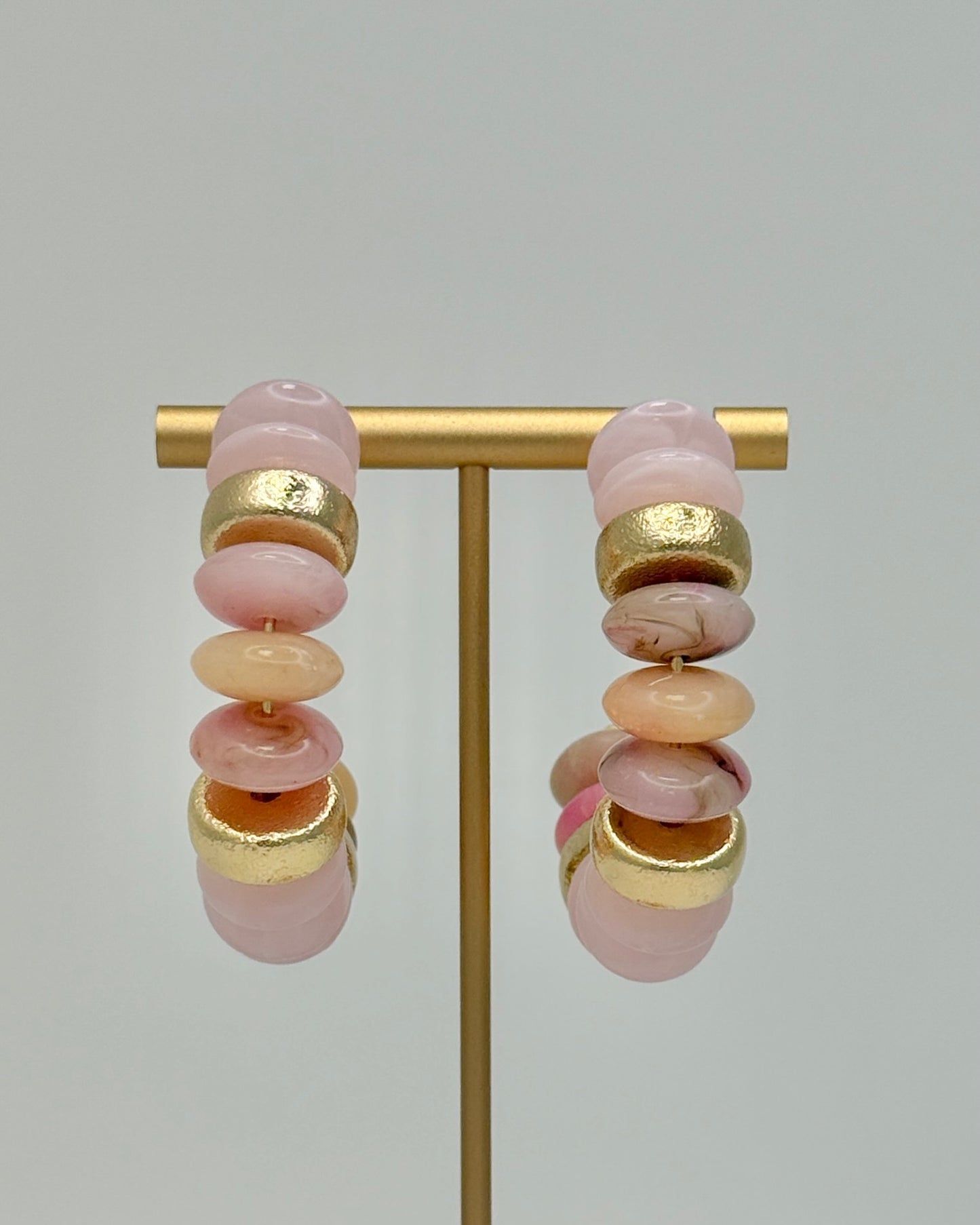 Peach & Gold Bold Bead Hoops
