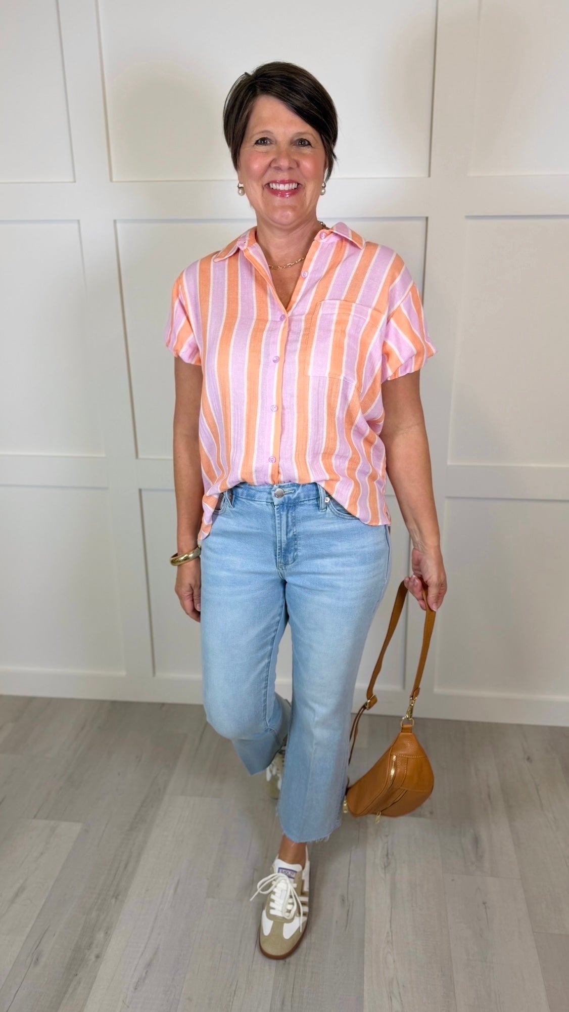 Ivy Jane Striped Stella Shirt - Tangerine