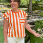 Jayne Stripe Top - Orange & Ivory