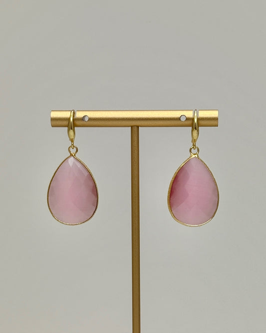 Pink/Gold Teardrop Earrings