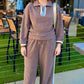 Aaliyah Leisure Quarter Zip - Heather Brown