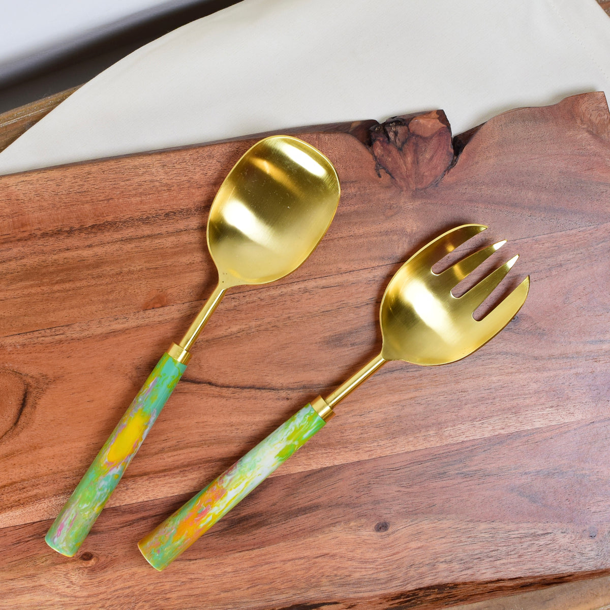Salad Servers With Resin Handles