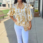 Daniella Button Up Blouse - Ivory & Mustard