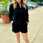 Bobi Cotton Rolled Sleeve Romper - Black