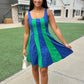 Madison Color Block Mini Dress - Blue/Green