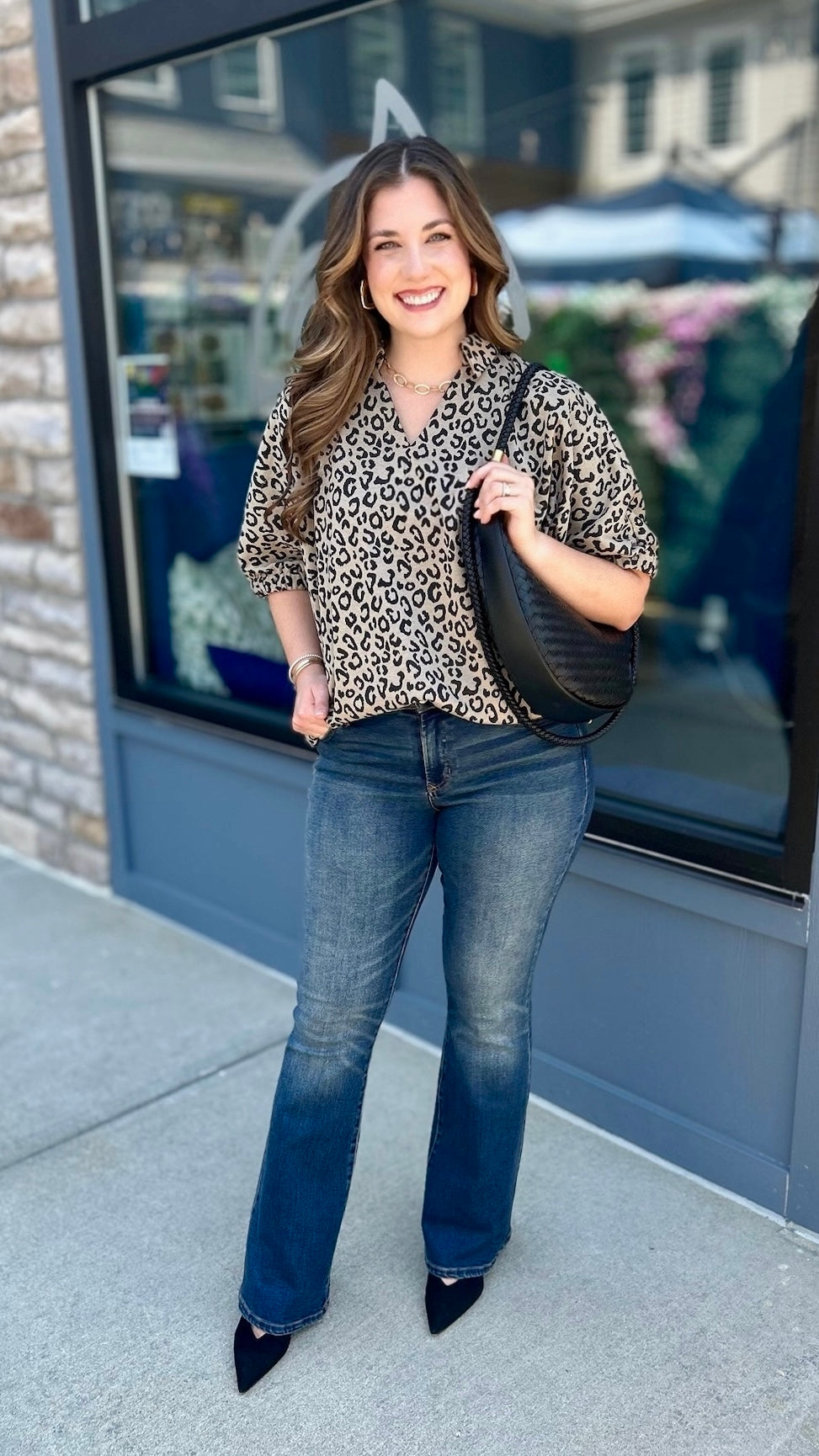 Dani Animal Print Dolman Sleeve Top - Oat