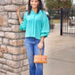 Sarah Button Up Blouse - Emerald