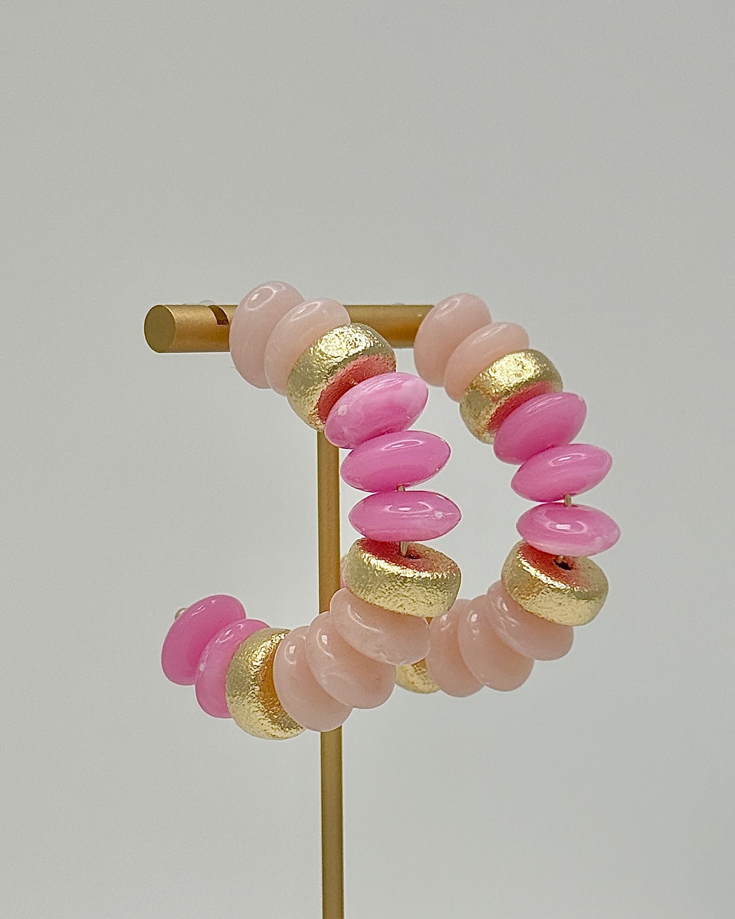 Pink & Gold Bold Bead Hoops