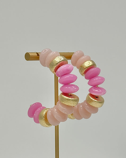 Pink & Gold Bold Bead Hoops