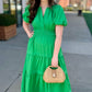 Summer Smocked Maxi Dress - Green