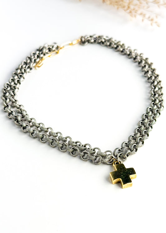 Handmade Layered Cross Necklace
