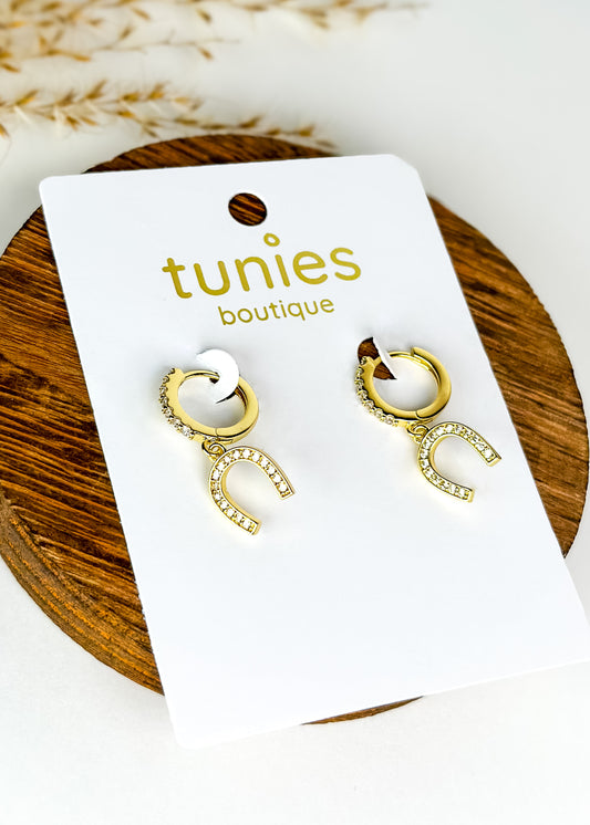 Gold Horseshoe Huggie Hoop Earrings