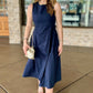 Daniella Linen Midi Dress - Navy