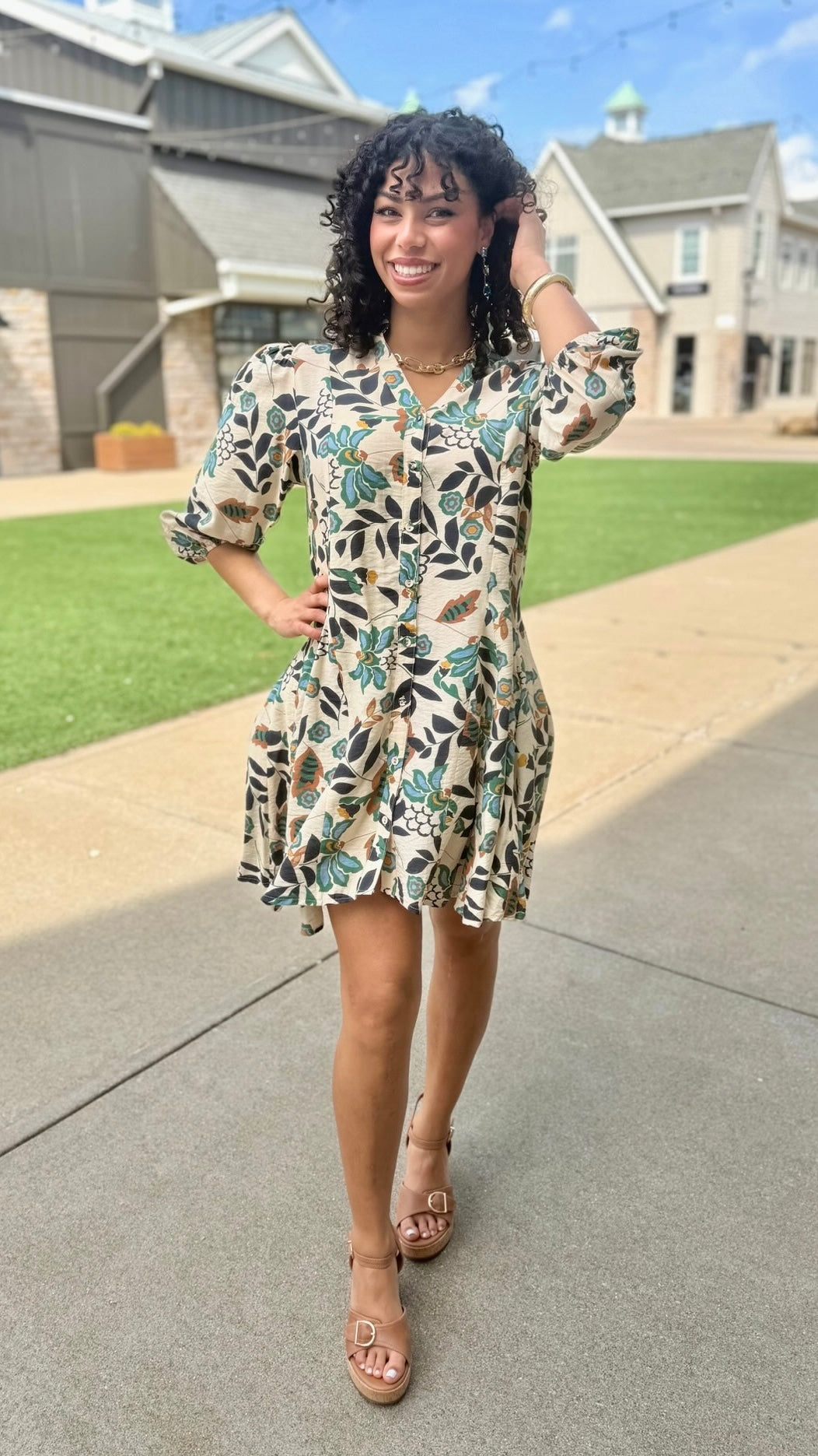 Laura Dress - Ecru/Navy