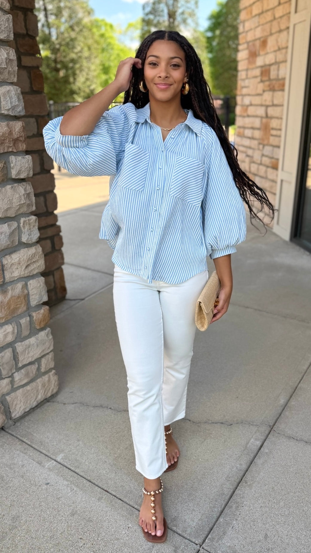 Camille Striped Top - Blue