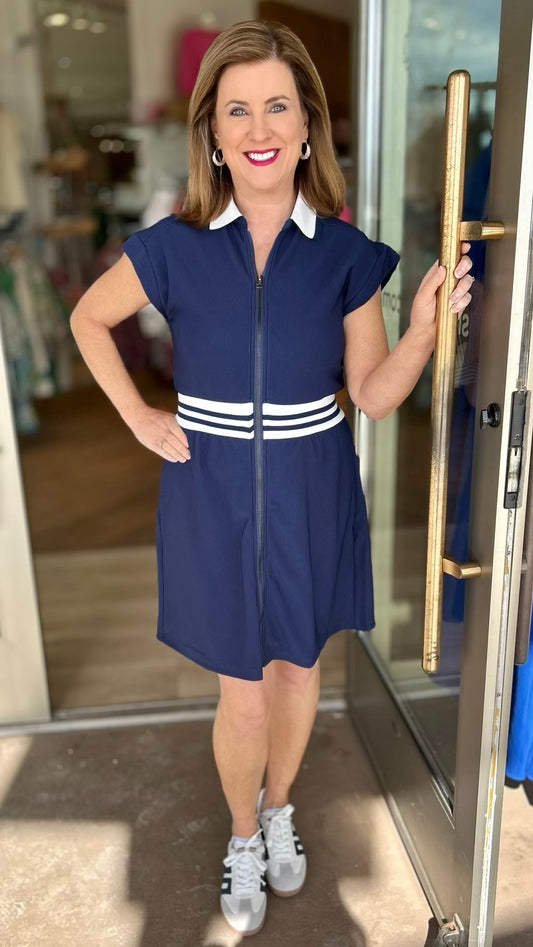 Navy With White Trim Leisure Dress