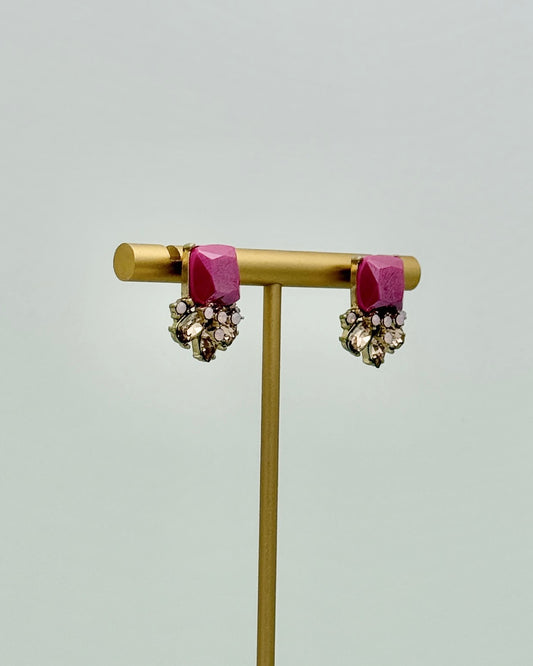 Flower Crown Earring - Fushcia