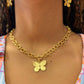 Susan Shaw Butterfly Gold Chain Link Necklace