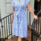 Lucy Floral Embroidery Midi Dress- Light Blue