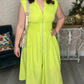 Lovely Lime Zip Midi Dress