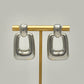 Silver Post Rectangle Drop Earrings