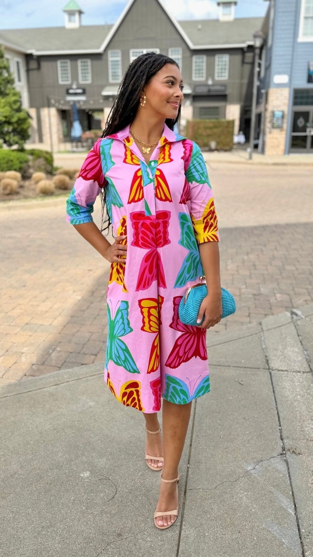 Katherine Swing Shift Dress - Pink