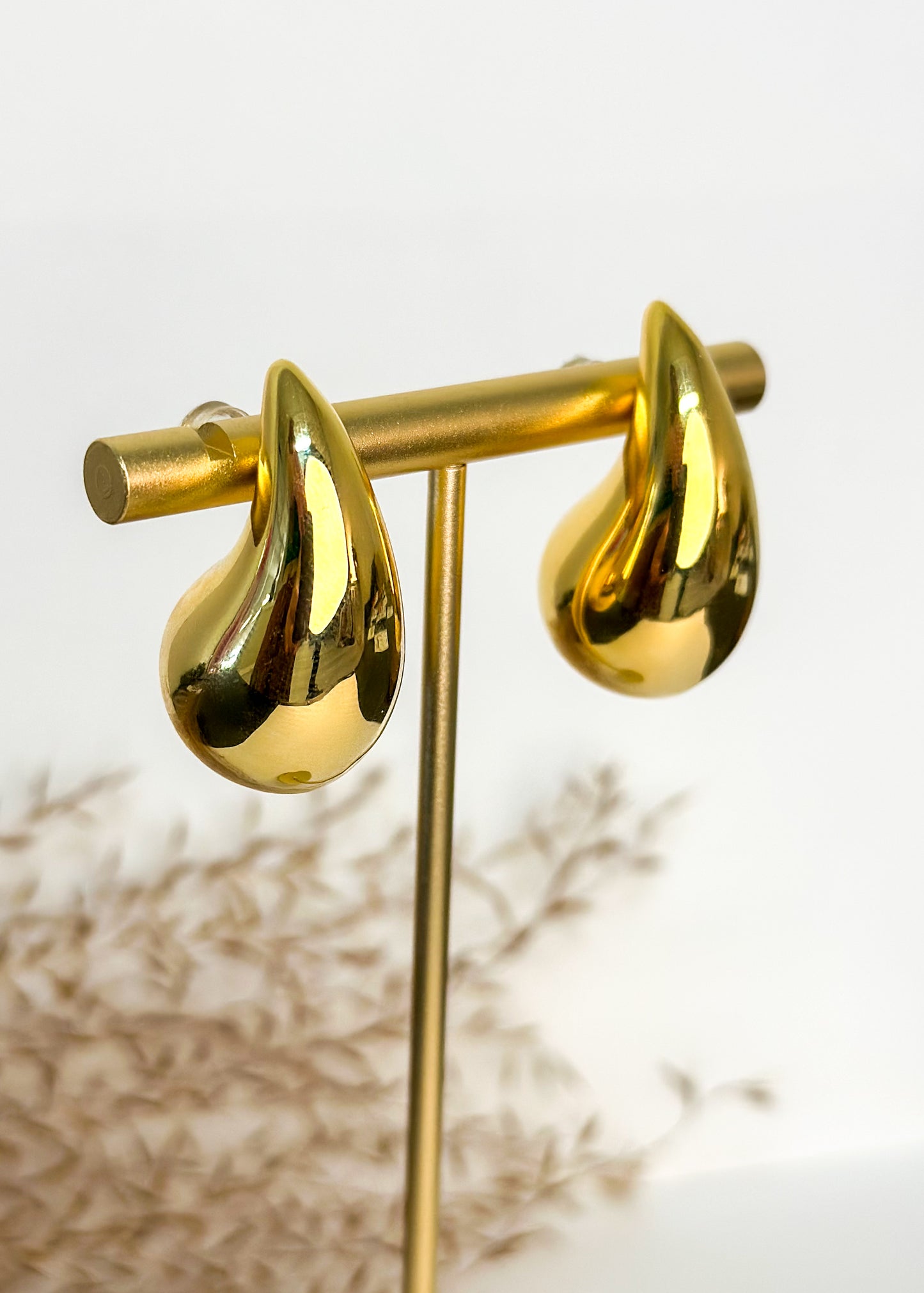 Large Raindrop Earrings - Gold