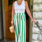 Kaleen Stripe Pant - Kelly Green & White