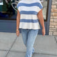 Paige Stripe Sleeveless Sweater - Denim Blue & White
