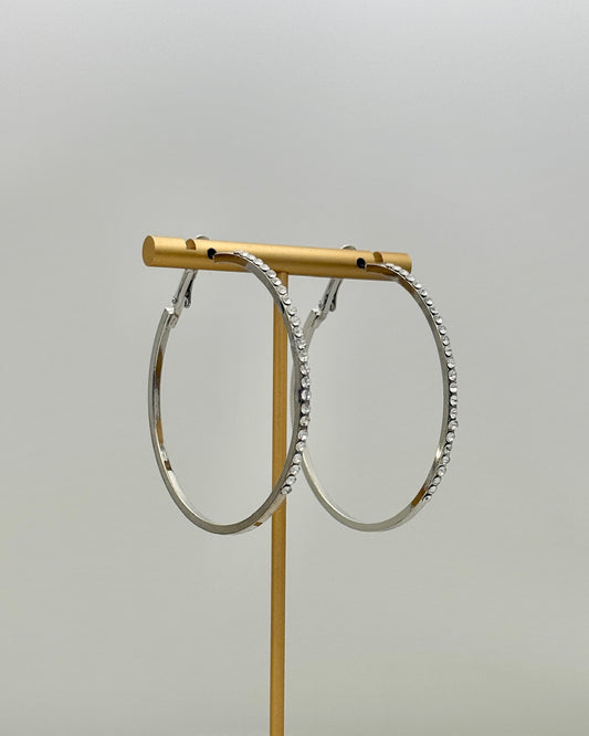 Large Silver Bling hoop Earrings