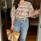 Flower Pops Blouse - Pink and Green