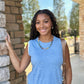 Elise Double Layered Knit Top - Light Blue