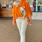 Burnt Orange Floral Wrapped Top