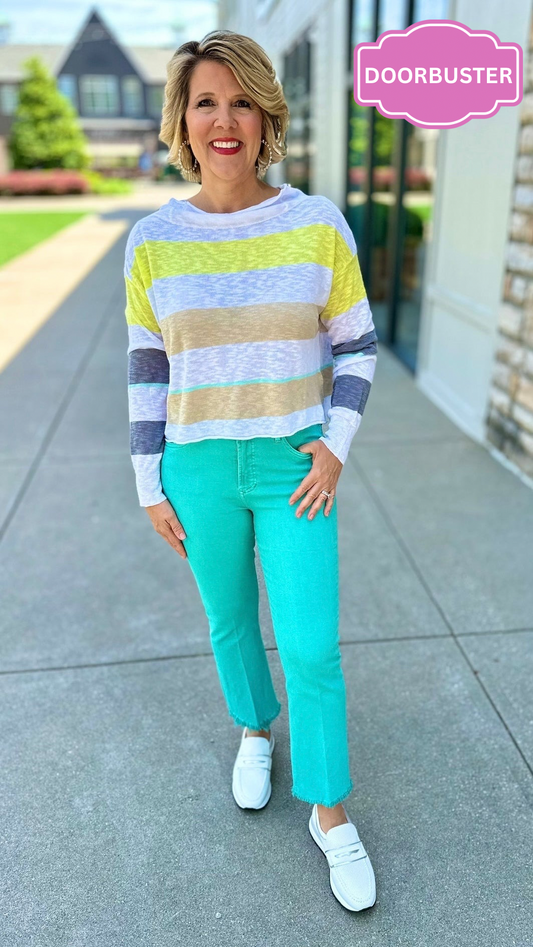 Dear John Jeanne Crop Microflare Jean - Aqua