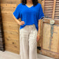 Eileen VNeck Embroidered Top - Royal Blue