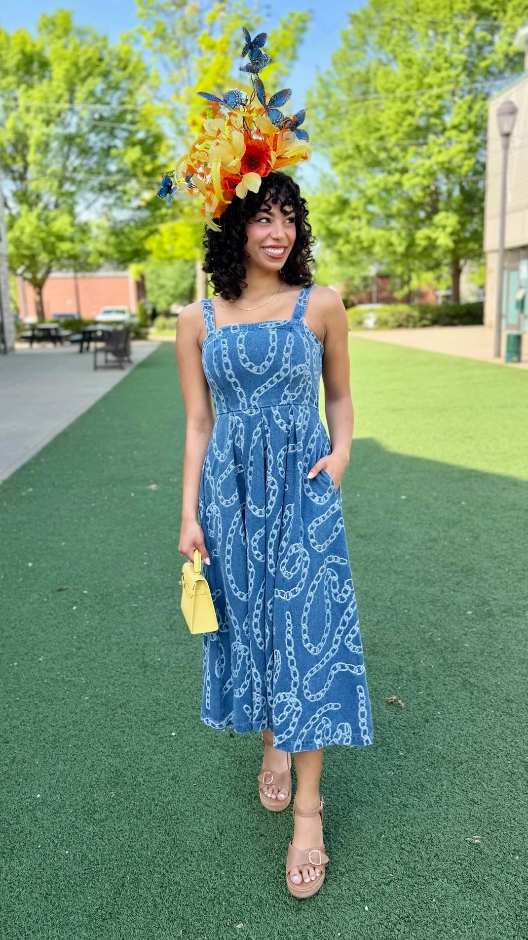 Jackie Chain Midi Dress - Denim
