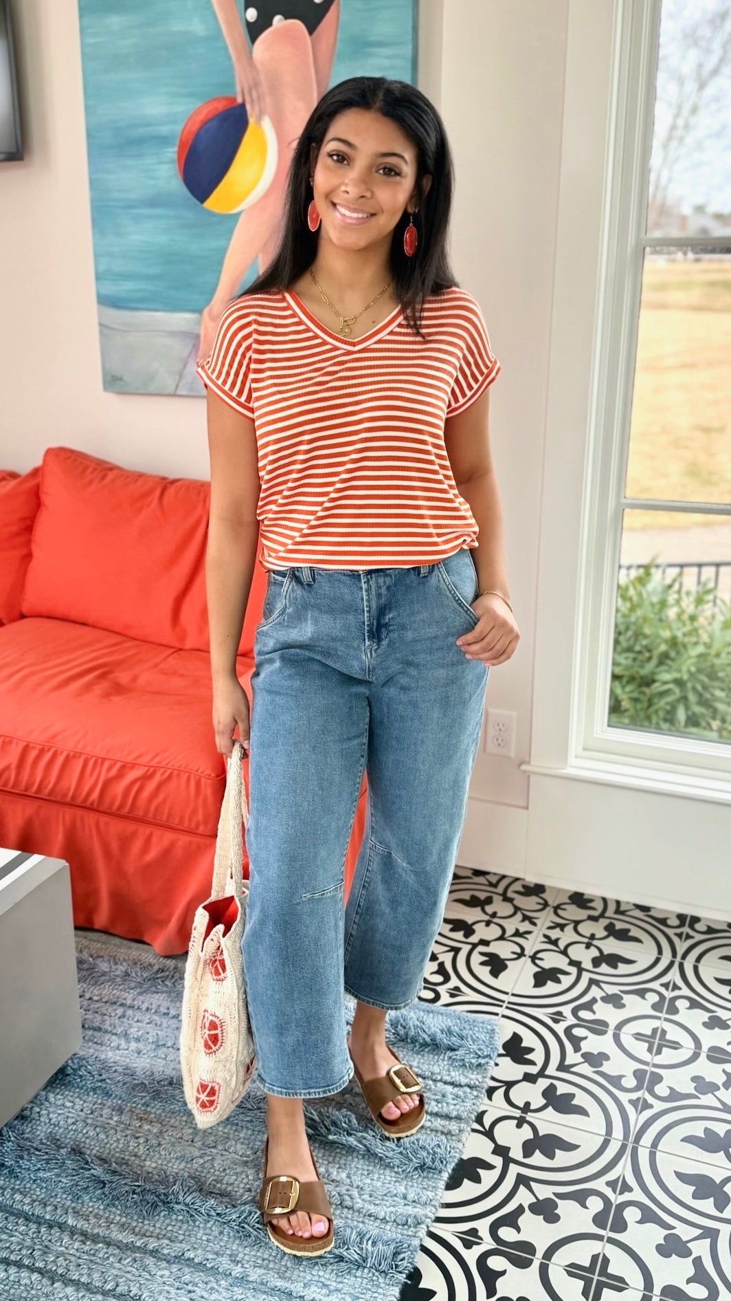 Delilah Stripe Top - Orange