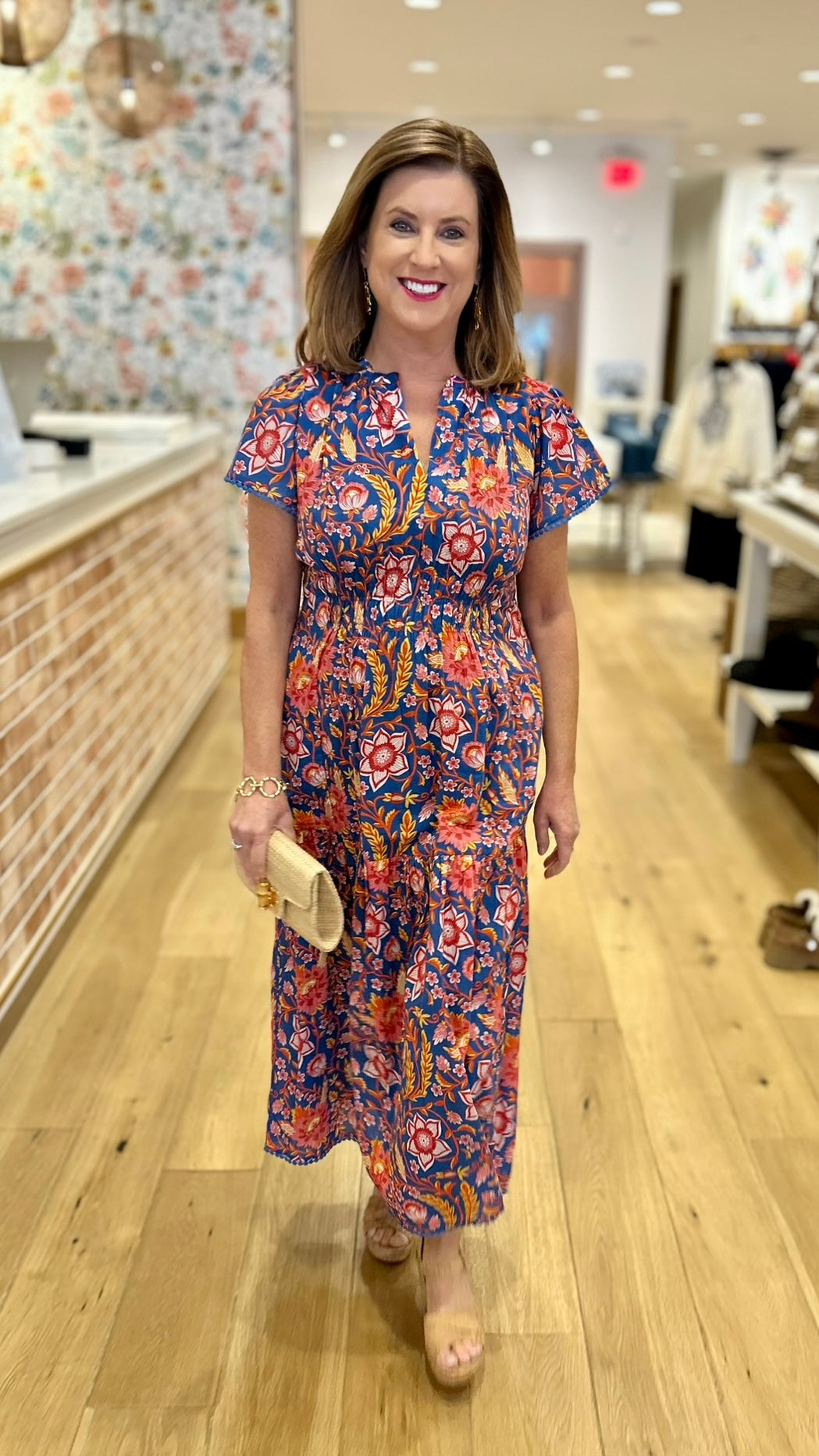 Uncle Frank Shirred Front Dress - Navy