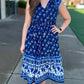 Amelia Navy Abstract Midi Dress