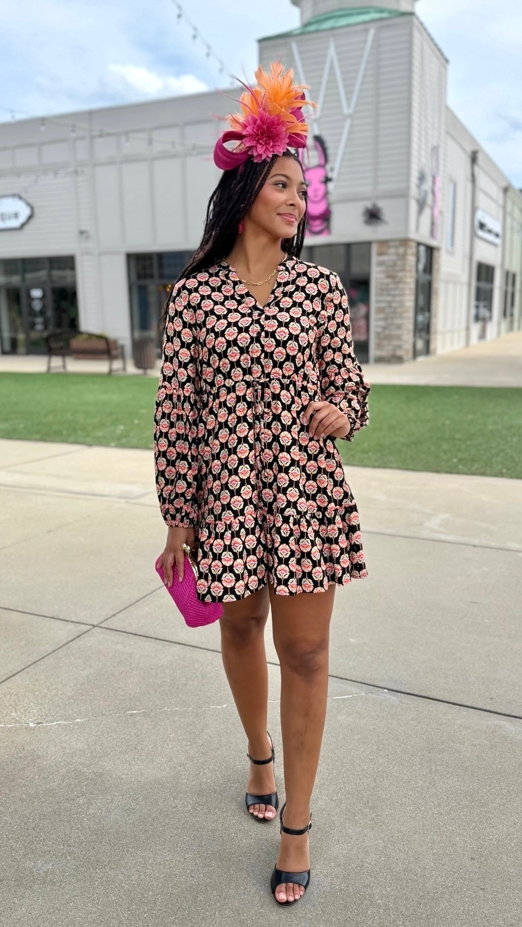 Bria Black Floral Dress - Black