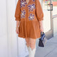 Cece Embroidered Dress - Caramel