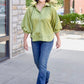 Olive Balloon Sleeve Top