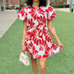 Sofia Nelda Dress - Red Damascus