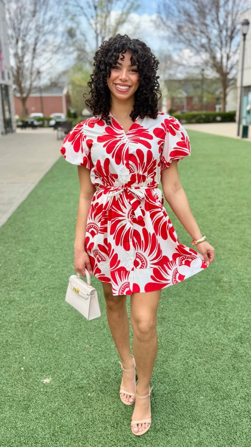 Sofia Nelda Dress - Red Damascus