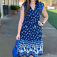 Amelia Navy Abstract Midi Dress