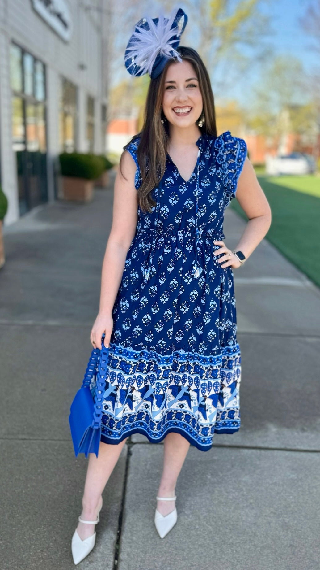 Amelia Navy Abstract Midi Dress