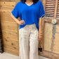 Eileen VNeck Embroidered Top - Royal Blue