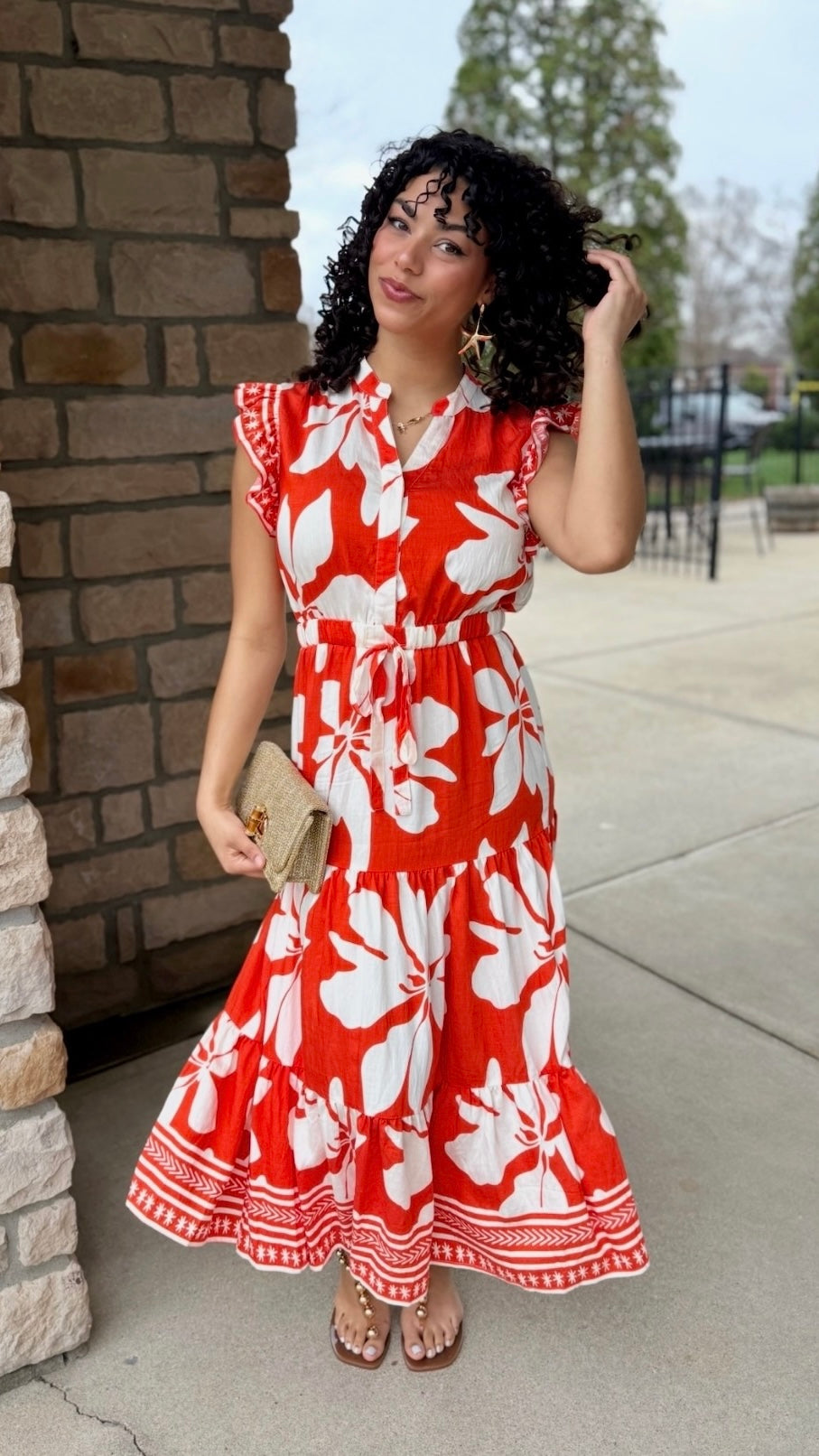 Saylor Tiered Dress - Orange